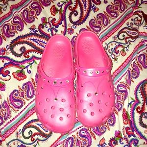 Pink rhinestone Croc Style Shoes